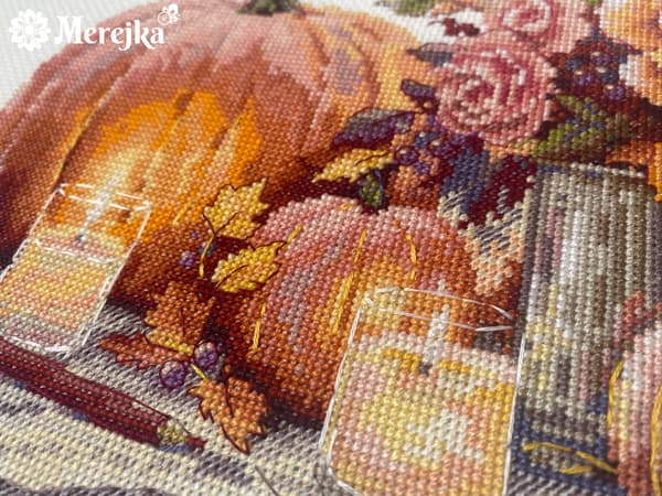 Broderikit Merejka K-241B - "Stilleben med græskar" 19x24 cm