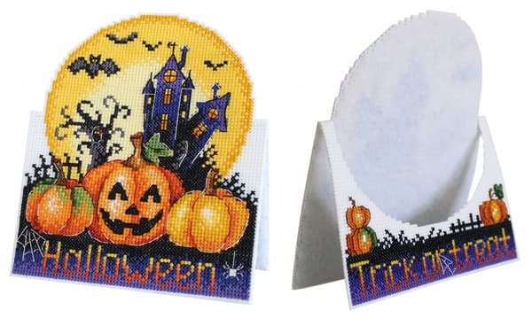 Broderikit plastic canvas MP Studia "Halloweenkort" 19x14 cm