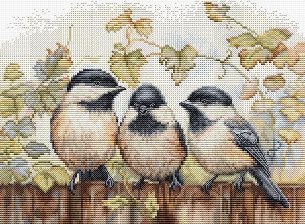 Broderikit Luca-S BU5066 - "Dompapper på hegnet" 24x17.5 cm