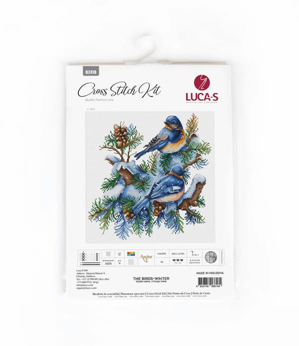 Broderisett Luca-S B2418 - "Fuglene-vinter" 21x21 cm