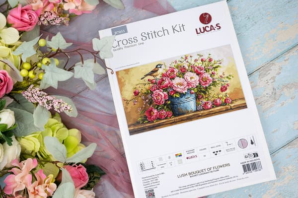 Broderikit Luca-S B7055 - "Luksuriøs blomsterbuket" 60x35 cm