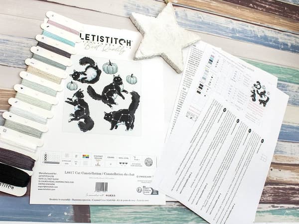 Broderikit LetiStitch L8817 - "Katstjernebillede" 28x27 cm