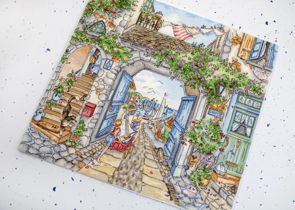 Broderikit LetiStitch L8804 - "Til havnen" 35x31 cm