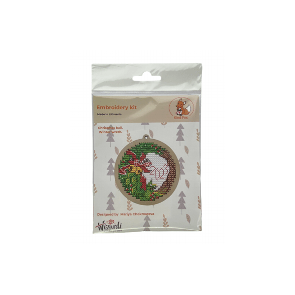 Träbroderi Kind Fox "Julboll "Vinterkrans"" 6.5х7cm