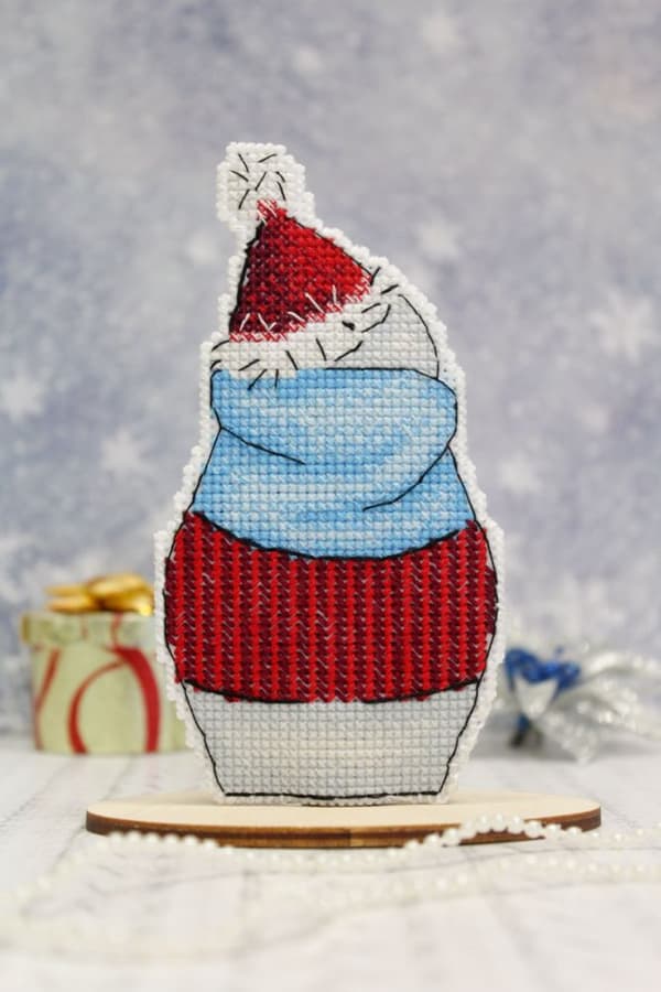 Broderisett Plastic Canvas MP Studia "Snømann med godteri" 7x13 cm