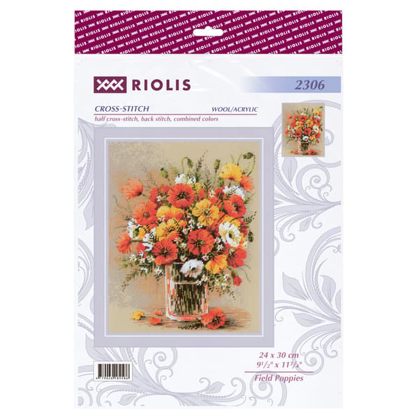Broderikit med korssting Riolis "Markvalmue" 24x30 cm