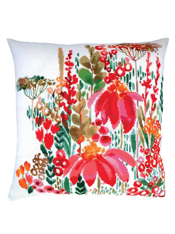 Broderikit Pude RTO CU077 - "Blomsterakvarel" 40x40 cm