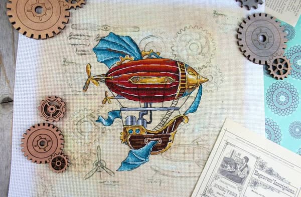 Broderisett MP Studia "Fantastisk luftskip" 17x15 cm