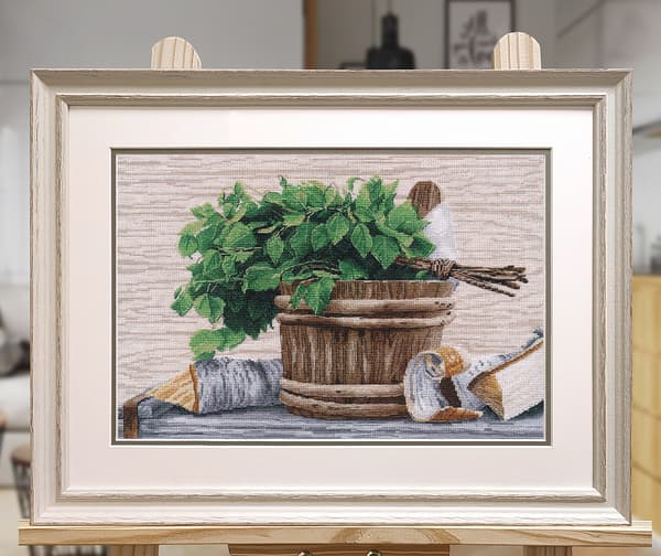 Broderikit Oven "Nyd din damp!" 35x25 cm
