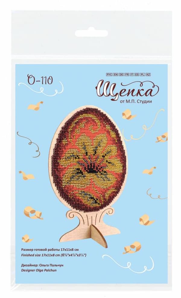 Broderikit med perler MP Studia "Perlet egg - Khokhloma-maling" 11x17x8 cm