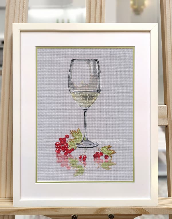 Broderikit Oven "Et glas mousserende vin" 18x25 cm