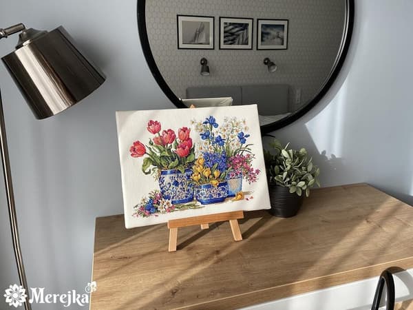 Broderisett Merejka K-91 - "Cupids blomster" 19.5x28 cm