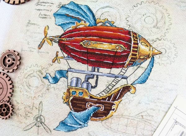Broderisett MP Studia "Fantastisk luftskip" 17x15 cm