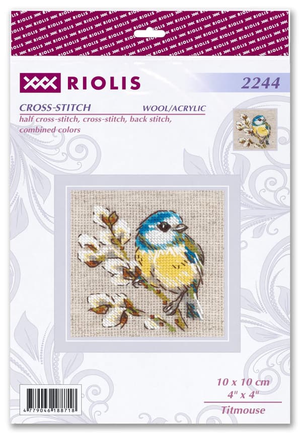 Broderikit med korssting - Riolis "Musvit" 10x10 cm