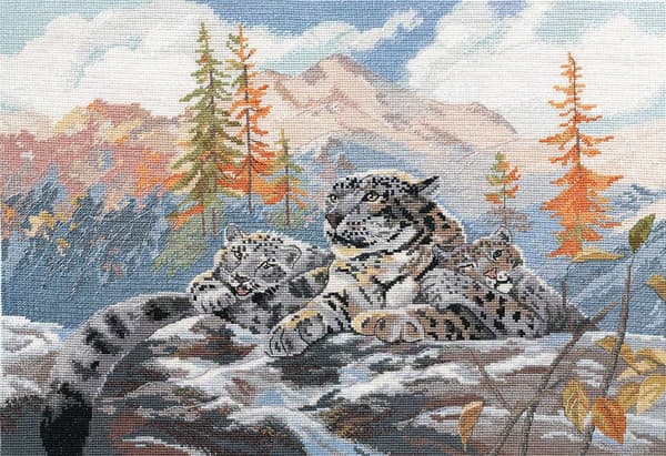 Broderikit Oven "Snöleopard" 40x28 cm