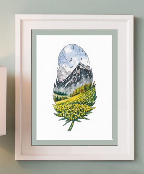 Broderikit Oven "Bjerglandskab" 15x29 cm