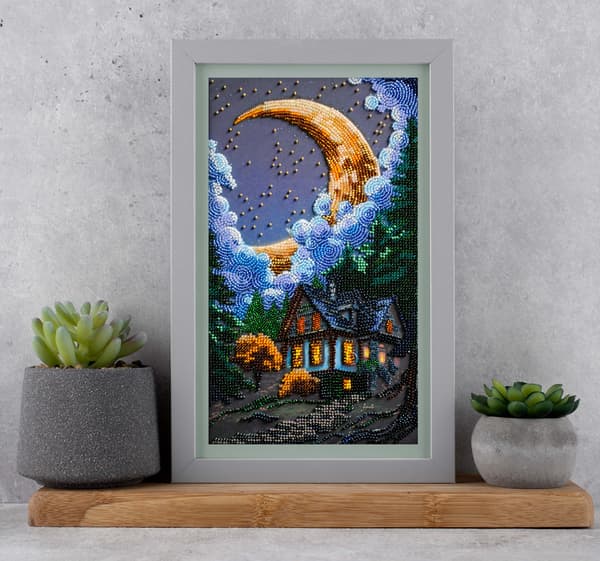 Perlebroderi Abris Art "Stille nat" 17x30cm