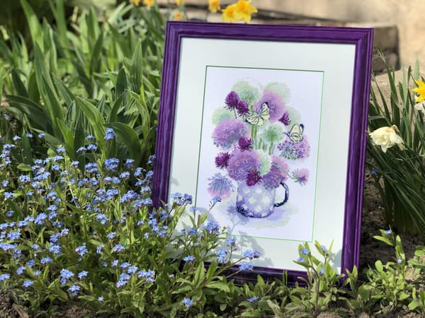 Broderisett Riolis "Lilla allium" 21x30 cm
