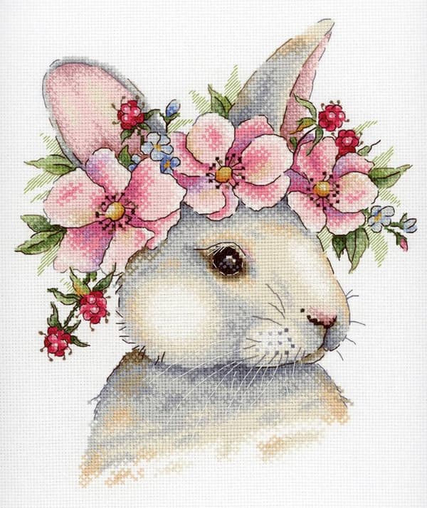 Broderikit MP Studia "Kanin i blommor" 20x24 cm