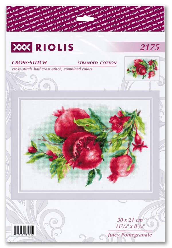 Broderikit Riolis "Saftig granatäpple" 30x21 cm