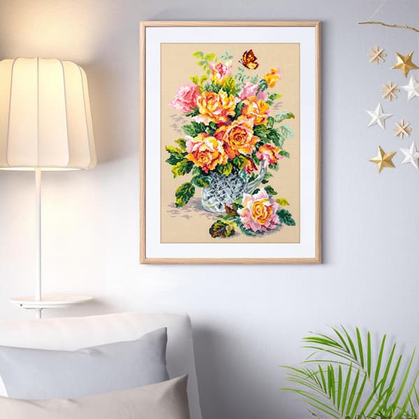 Ristipistopakkaus Magic Needle "Tee-ruusut" 24x34 cm