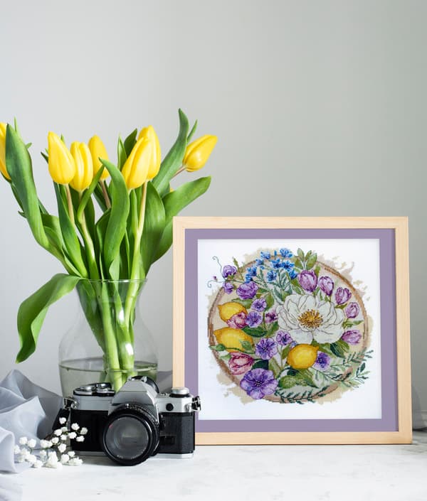 Broderisett Abris Art "Et blomsterøyeblikk" 22x22cm