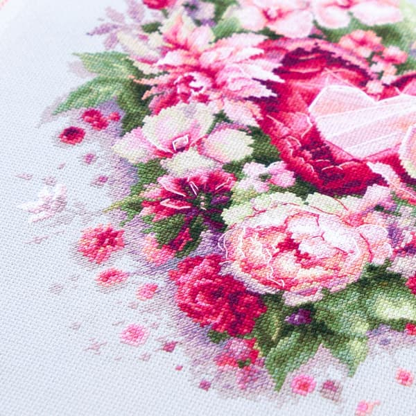 Broderikit Magic Needle "Blomstrende hjerte" 27x28 cm