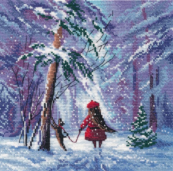 Broderikit Oven "Vintersaga" 18x18 cm
