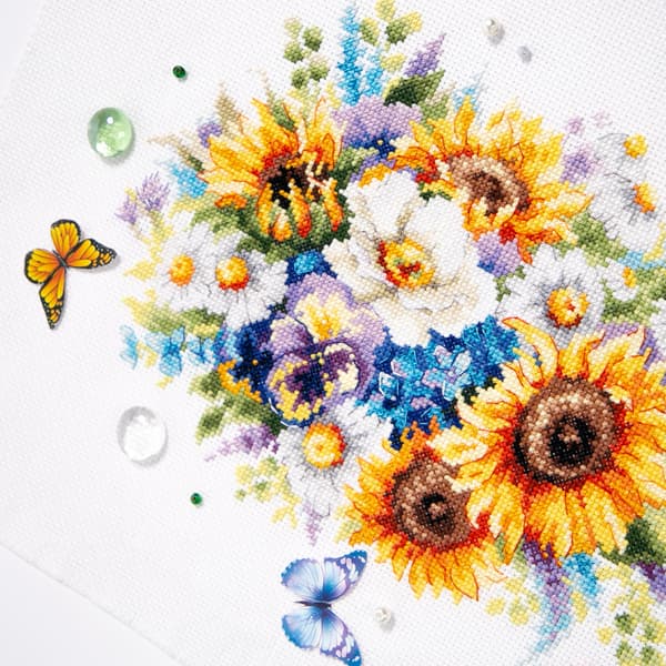 Broderikit Magic Needle "Buket med solsikker" 26x19 cm