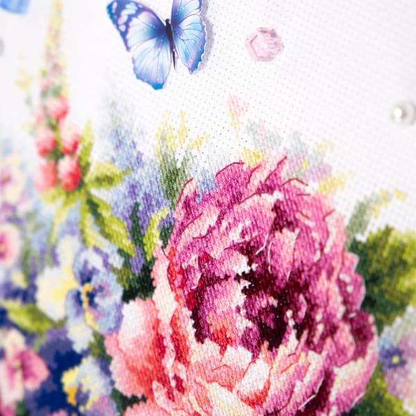 Broderikit Magic Needle "Bukett med bujor" 19x26 cm