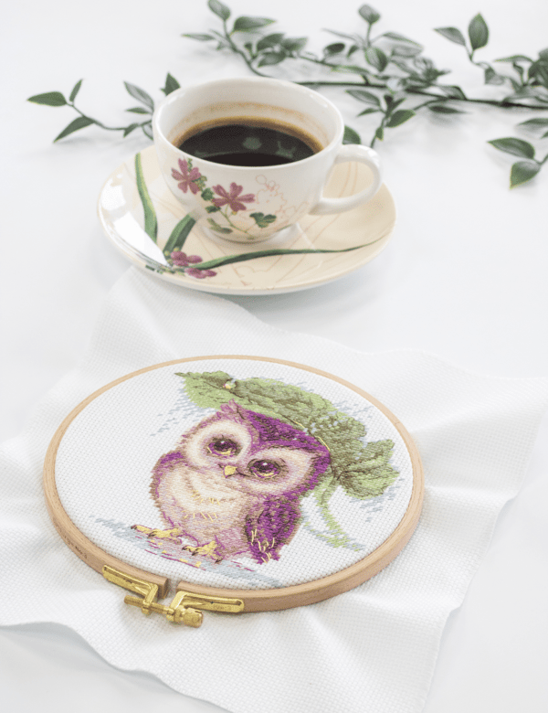 Broderikit Aine "Regndrop-ugle" 13x15 cm