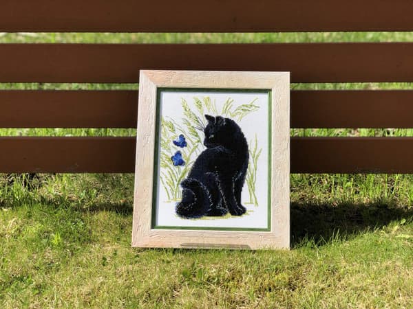 Broderikit Riolis "Sort kat" 24x30 cm