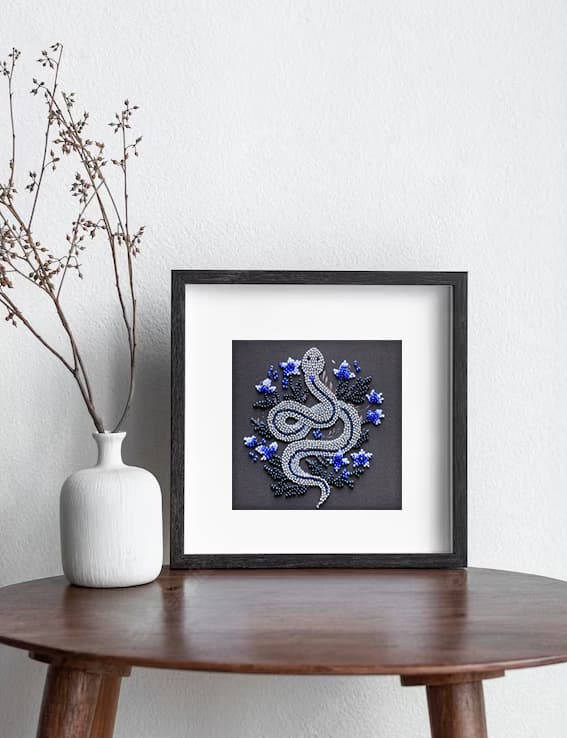 Perlebroderi Abris Art "Sølvserpentin" 15x15cm