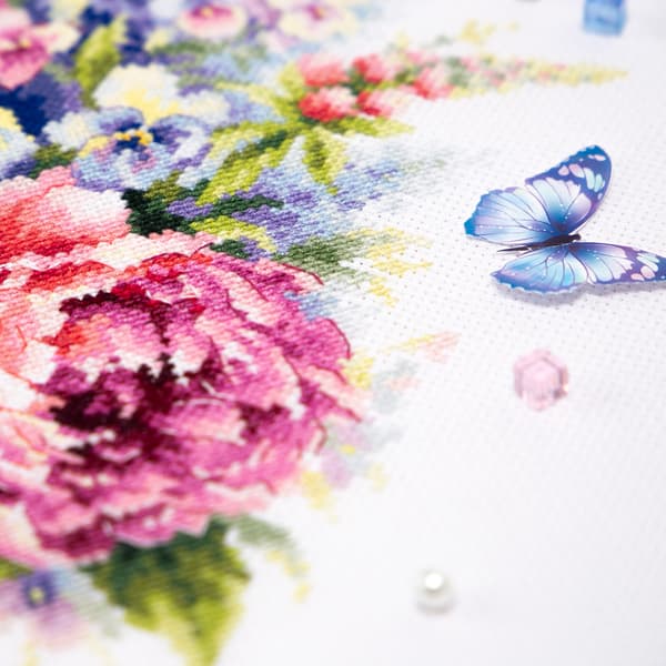 Broderikit Magic Needle "Bukett med bujor" 19x26 cm