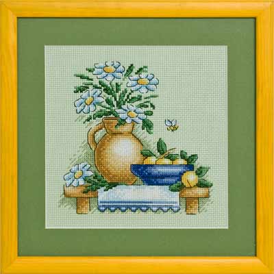 Broderisett Panna "Kamomiller" 17x17cm