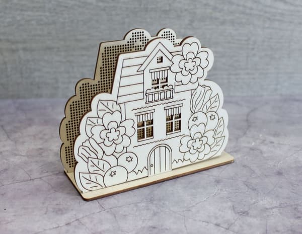 Träbroderi MP Studia "Servett "Litet hus"" 13x11 cm