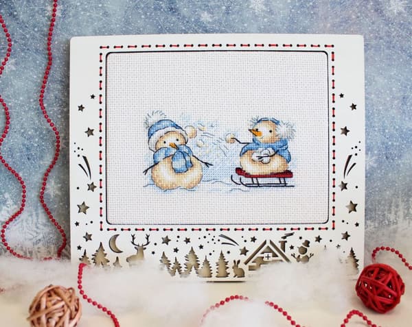 Broderisett MP Studia "Morsomme snømenn" 13x7 cm