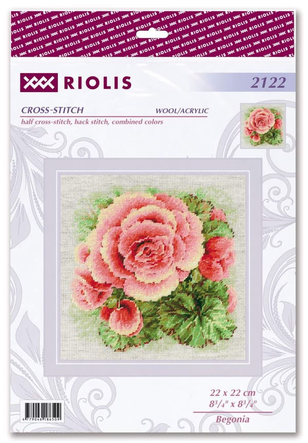 Broderikit Riolis "Begonia" 22x22 cm