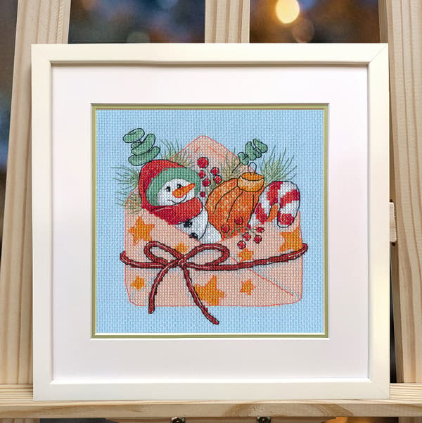 Broderikit Oven "Julkuvert" 13x13 cm