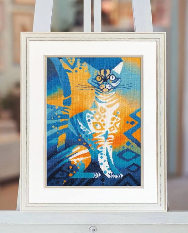 Broderisett Oven "Egyptisk katt" 25x36 cm
