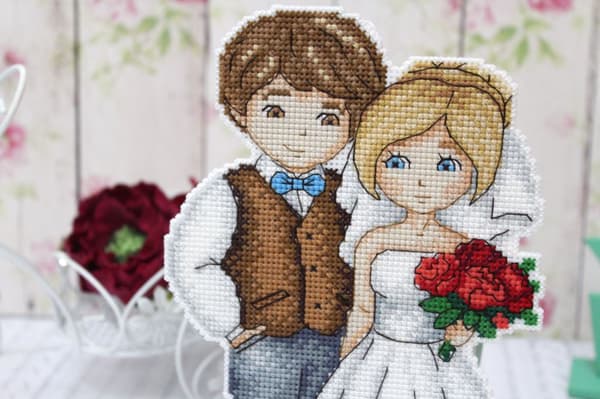 Broderikit plastic canvas MP Studia "Man & hustru" 19x13 cm