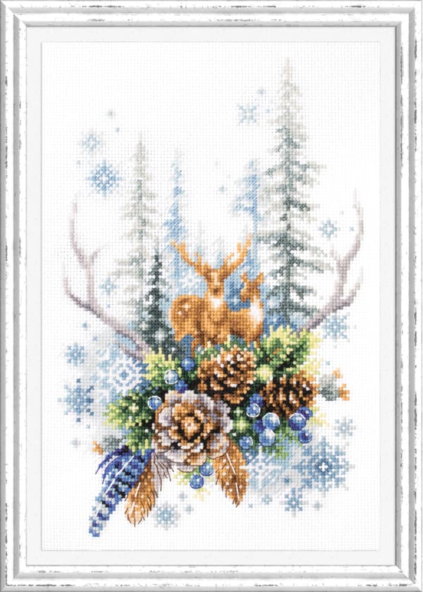 Broderikit Magic Needle "Vinter­skogens ande" 17x27 cm