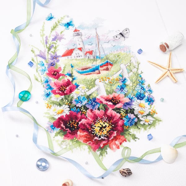 Broderikit Magic Needle "Vilde kystblomster" 18x29 cm