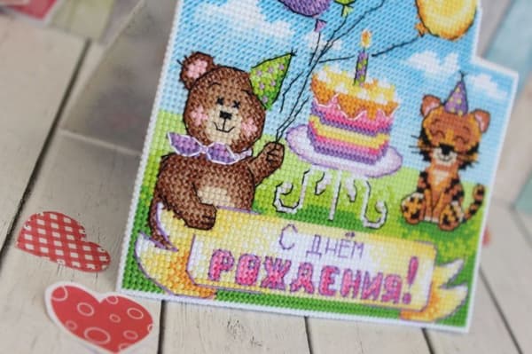 Broderikit plastic canvas MP Studia "Grattiskort" 19x14 cm