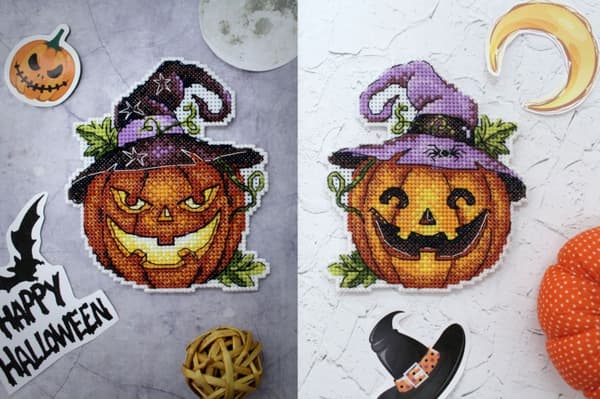Broderikit plastic canvas MP Studia "Halloweenpumpa" 9x11 cm