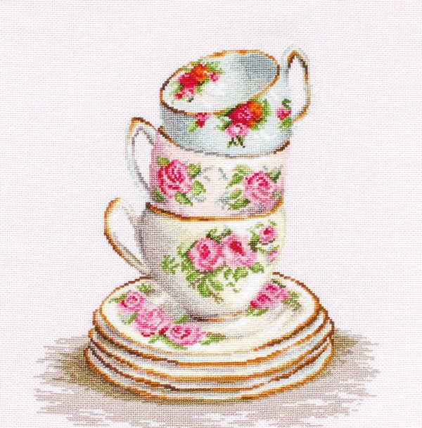 Broderikit Luca-S BA2323 - "3 staplade tekoppar" 25x28.5 cm