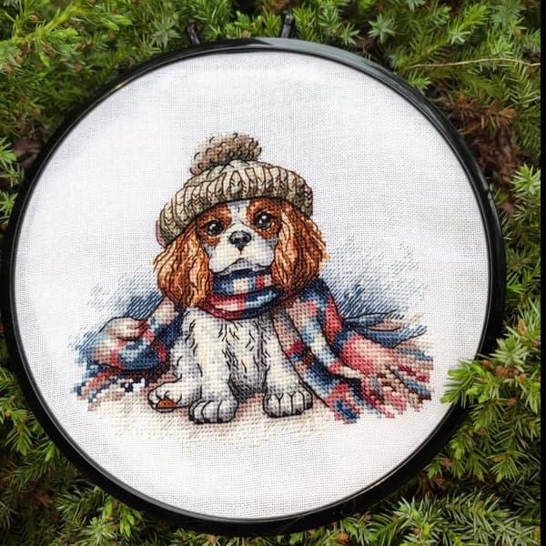 Broderikit AVA "King Charles spaniel" 16,87x14,51 cm
