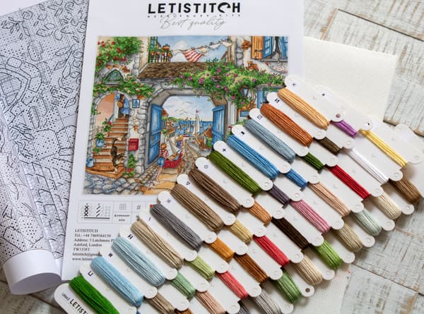 Broderikit LetiStitch L8804 - "Til havnen" 35x31 cm