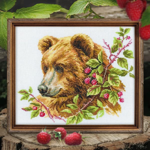 Broderikit RTO "Bjørn og hindbær" 30x25 cm