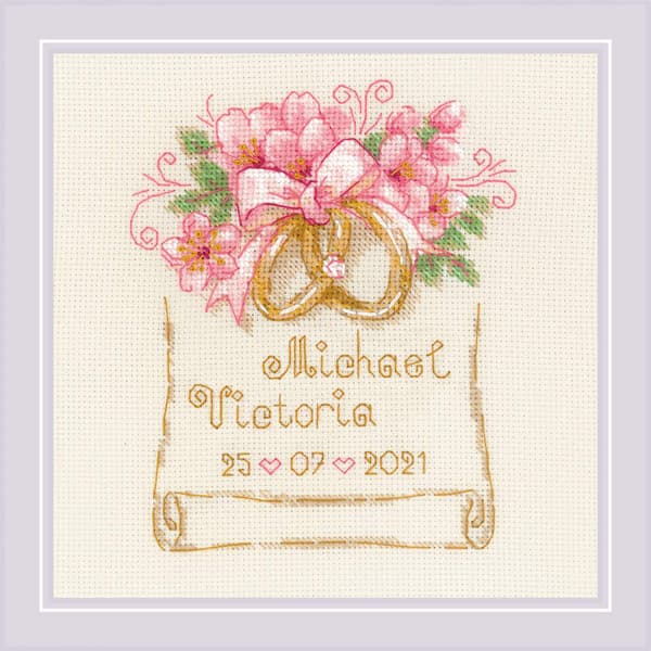 Broderikit Riolis "Bröllopsringar" 15x15 cm